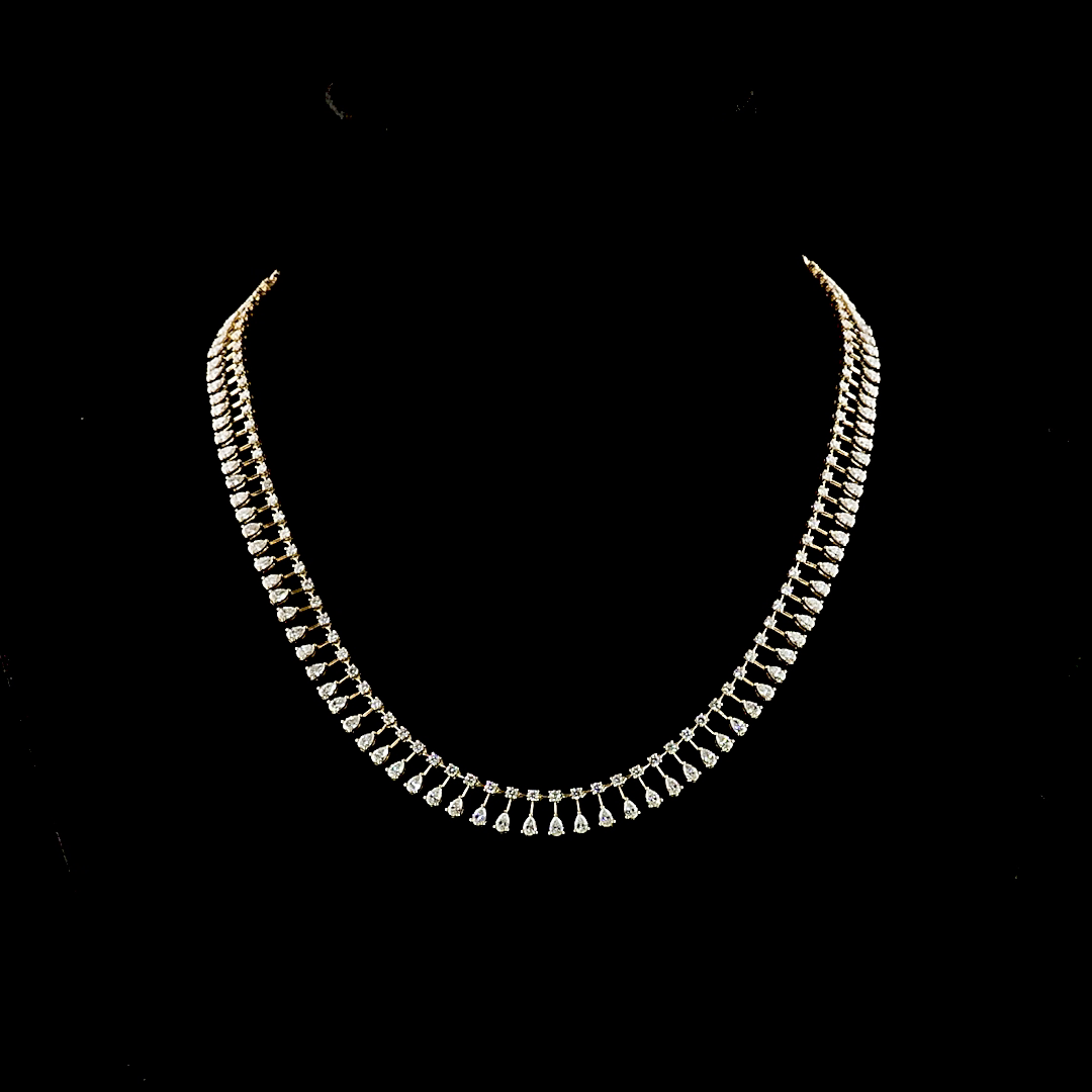 7.02 CTTW Pear Lab Diamond Station Necklace (E Color and VS1 Clarity)