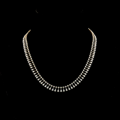 7.02 CTTW Pear Lab Diamond Station Necklace (E Color and VS1 Clarity)