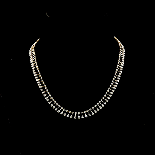 7.02 CTTW Pear Lab Diamond Station Necklace (E Color and VS1 Clarity)