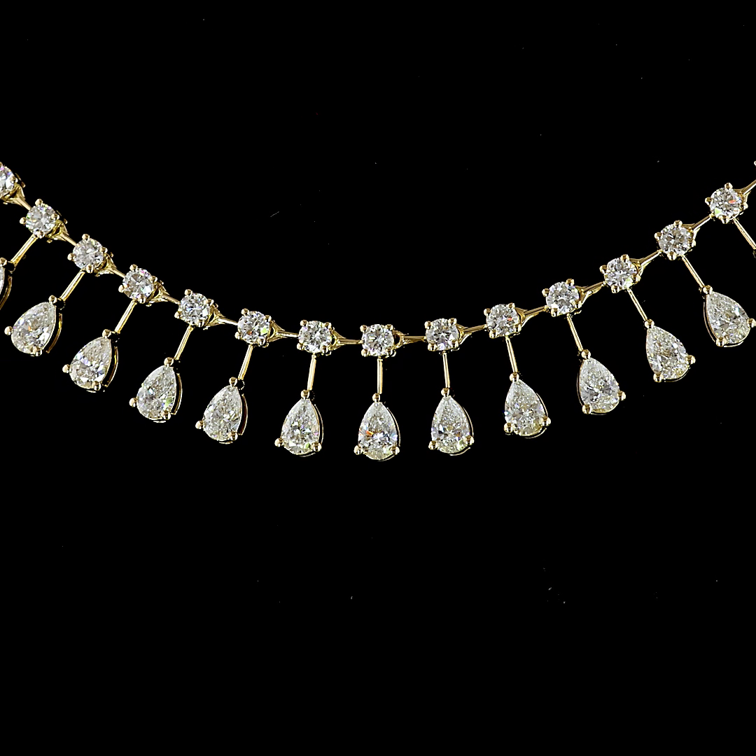 7.02 CTTW Pear Lab Diamond Station Necklace (E Color and VS1 Clarity)