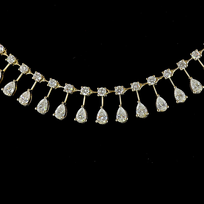 7.02 CTTW Pear Lab Diamond Station Necklace (E Color and VS1 Clarity)