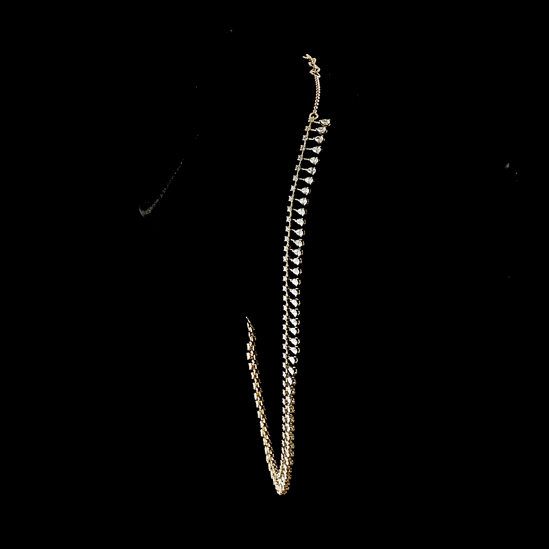 7.02 CTTW Pear Lab Diamond Station Necklace (E Color and VS1 Clarity)