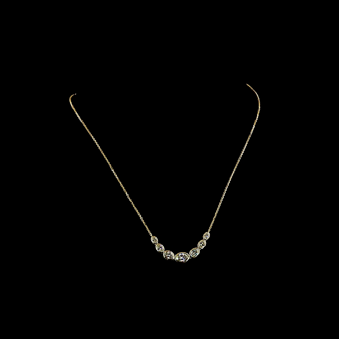 3.05 CTTW Oval Lab Grown Diamond Riviera Necklace 18" (E Color and VS1 Clarity)
