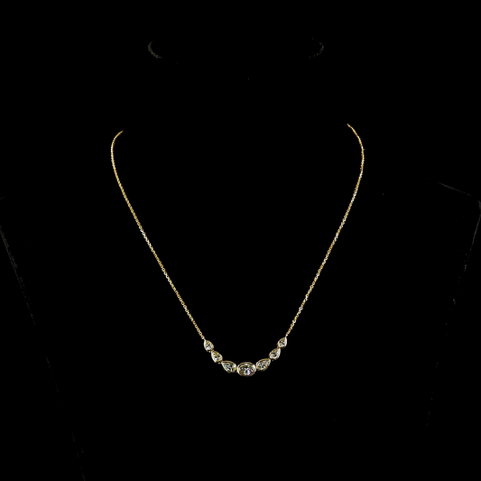 1.96 CTTW Oval Lab Grown Diamond 7 Stones Necklace 18" (E Color and VS1 Clarity)