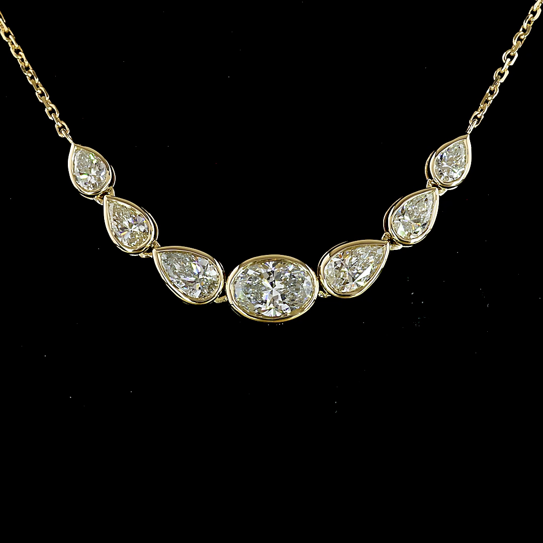 1.96 CTTW Oval Lab Grown Diamond 7 Stones Necklace 18" (E Color and VS1 Clarity)