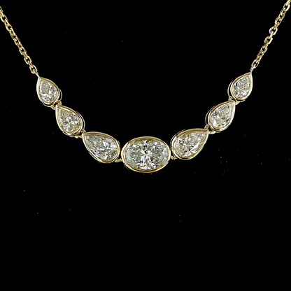 1.96 CTTW Oval Lab Grown Diamond 7 Stones Necklace 18" (E Color and VS1 Clarity)
