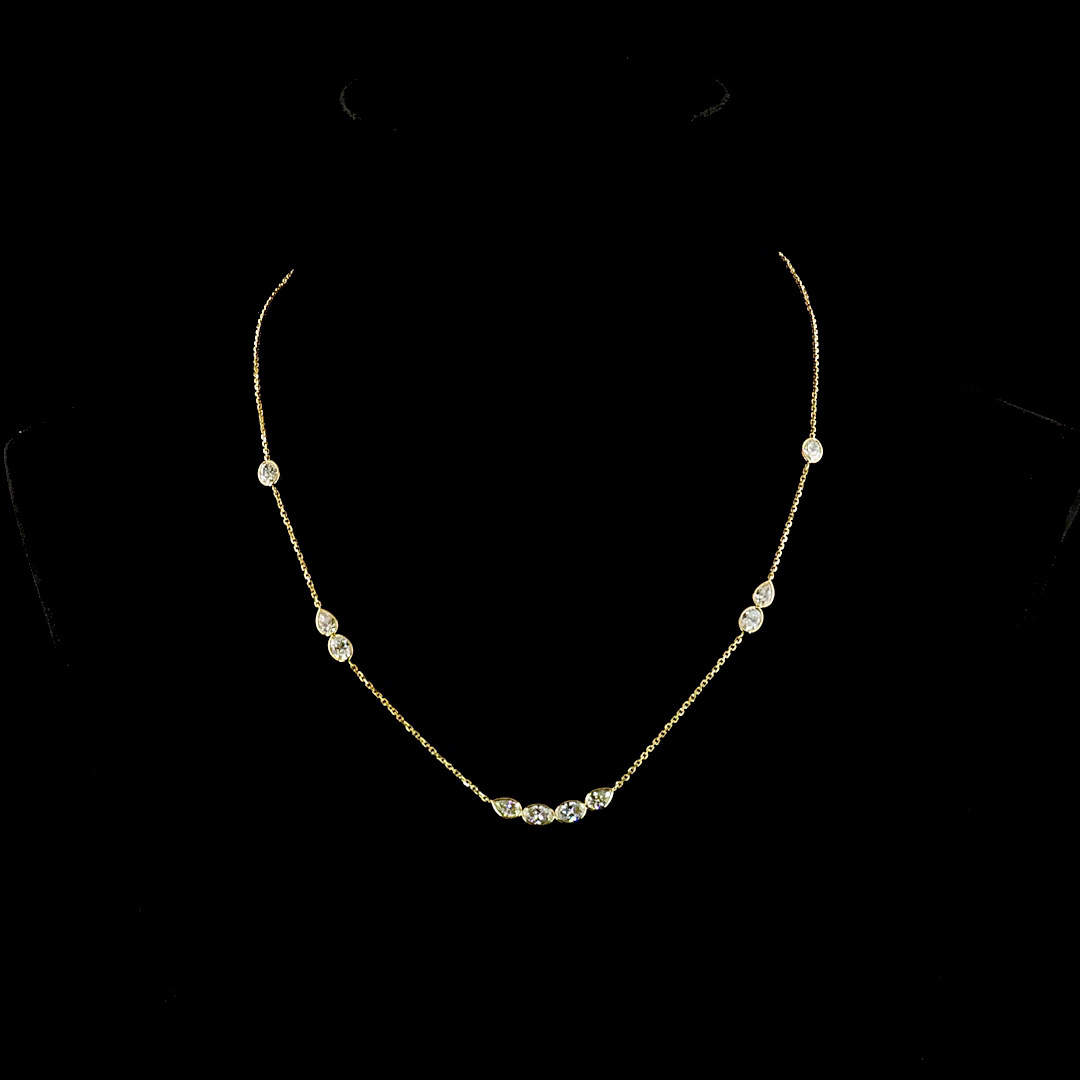 2.54 CTTW Oval Lab Grown Diamond Station Line Tennis Necklace 18" (E Color and VS1 Clarity)