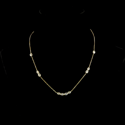 2.54 CTTW Oval Lab Grown Diamond Station Line Tennis Necklace 18" (E Color and VS1 Clarity)