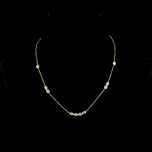 2.54 CTTW Oval Lab Grown Diamond Station Line Tennis Necklace 18" (E Color and VS1 Clarity)