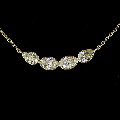 2.54 CTTW Oval Lab Grown Diamond Station Line Tennis Necklace 18" (E Color and VS1 Clarity)