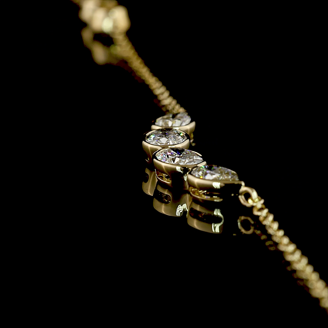 2.54 CTTW Oval Lab Grown Diamond Station Line Tennis Necklace 18" (E Color and VS1 Clarity)