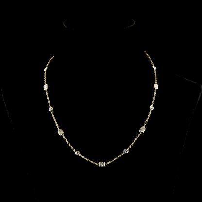 2.73 CTTW Radiant Lab Grown Diamond Station Necklace 18" (E Color and VS1 Clarity)