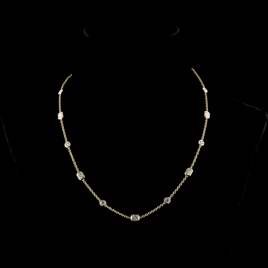 2.73 CTTW Radiant Lab Grown Diamond Station Necklace 18" (E Color and VS1 Clarity)