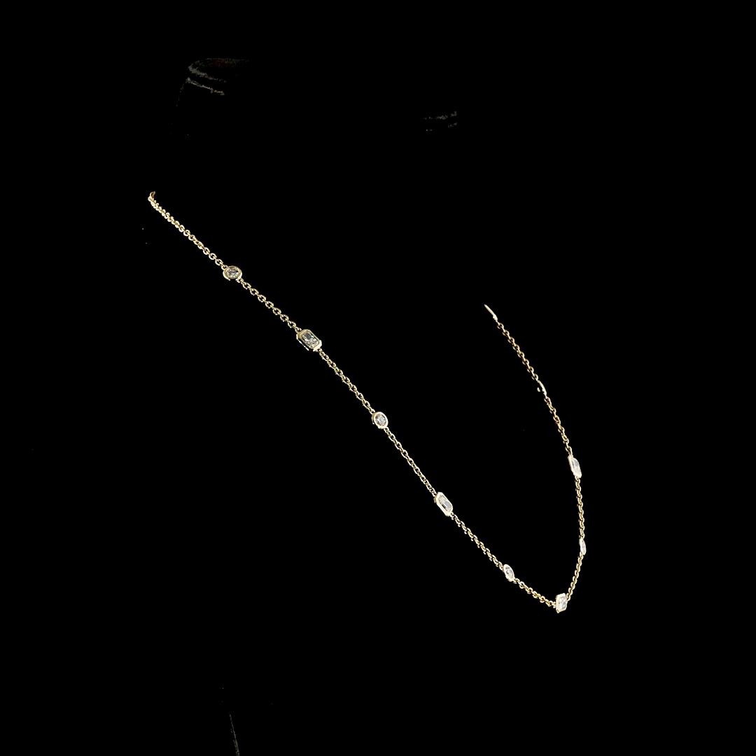 2.73 CTTW Radiant Lab Grown Diamond Station Necklace 18" (E Color and VS1 Clarity)