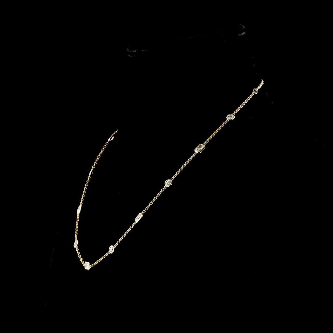 2.73 CTTW Radiant Lab Grown Diamond Station Necklace 18" (E Color and VS1 Clarity)