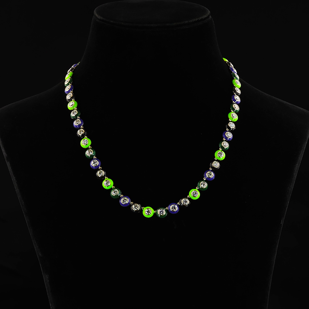 11.41 CTTW Round Lab Diamond Station Necklace (E Color and VS1 Clarity)