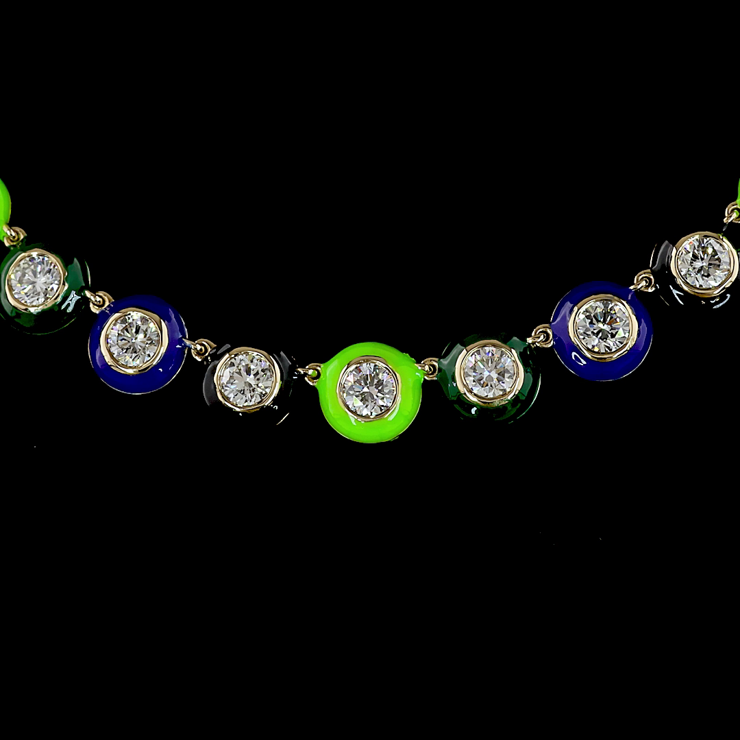 11.41 CTTW Round Lab Diamond Station Necklace (E Color and VS1 Clarity)