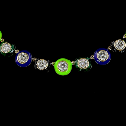 11.41 CTTW Round Lab Diamond Station Necklace (E Color and VS1 Clarity)