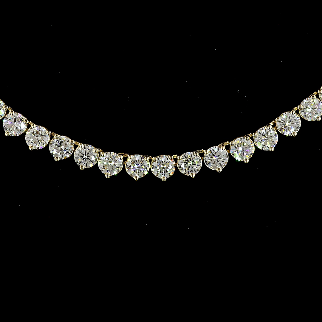 12.14 CTTW Round Lab Grown Diamond Tennis Necklace 18" (E Color and VS1 Clarity)