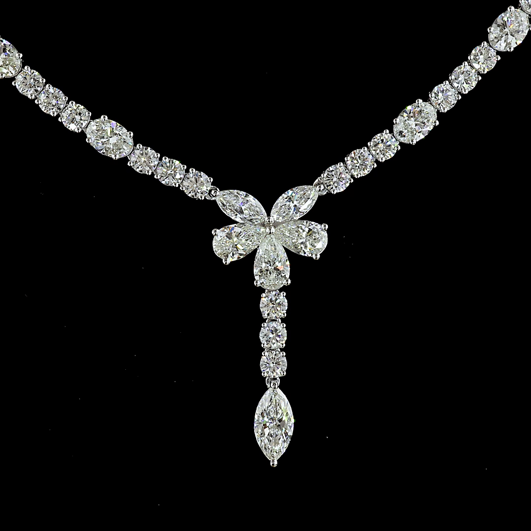 14.19 CTTW MIX Lab Diamond Lariat Necklace (E Color and VS1 Clarity)