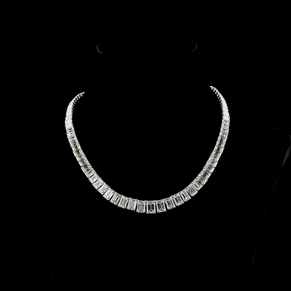 68.19 CTTW Emerald Lab Diamond Riviera Necklace (F Color and VS1 Clarity)