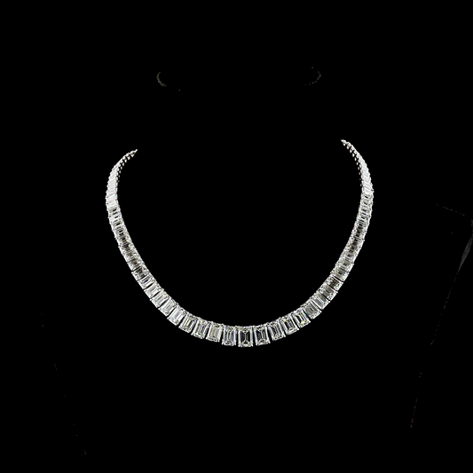 68.19 CTTW Emerald Lab Diamond Riviera Necklace (F Color and VS1 Clarity)