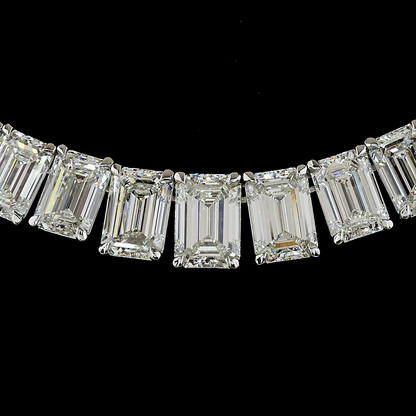 68.19 CTTW Emerald Lab Diamond Riviera Necklace (F Color and VS1 Clarity)