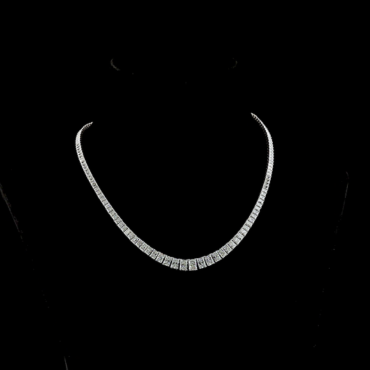 19.66 CTTW Radiant Lab Grown Diamond Riviera Necklace 16" (E Color and VS1 Clarity)