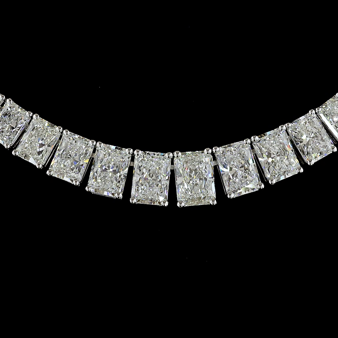 19.66 CTTW Radiant Lab Grown Diamond Riviera Necklace 16" (E Color and VS1 Clarity)