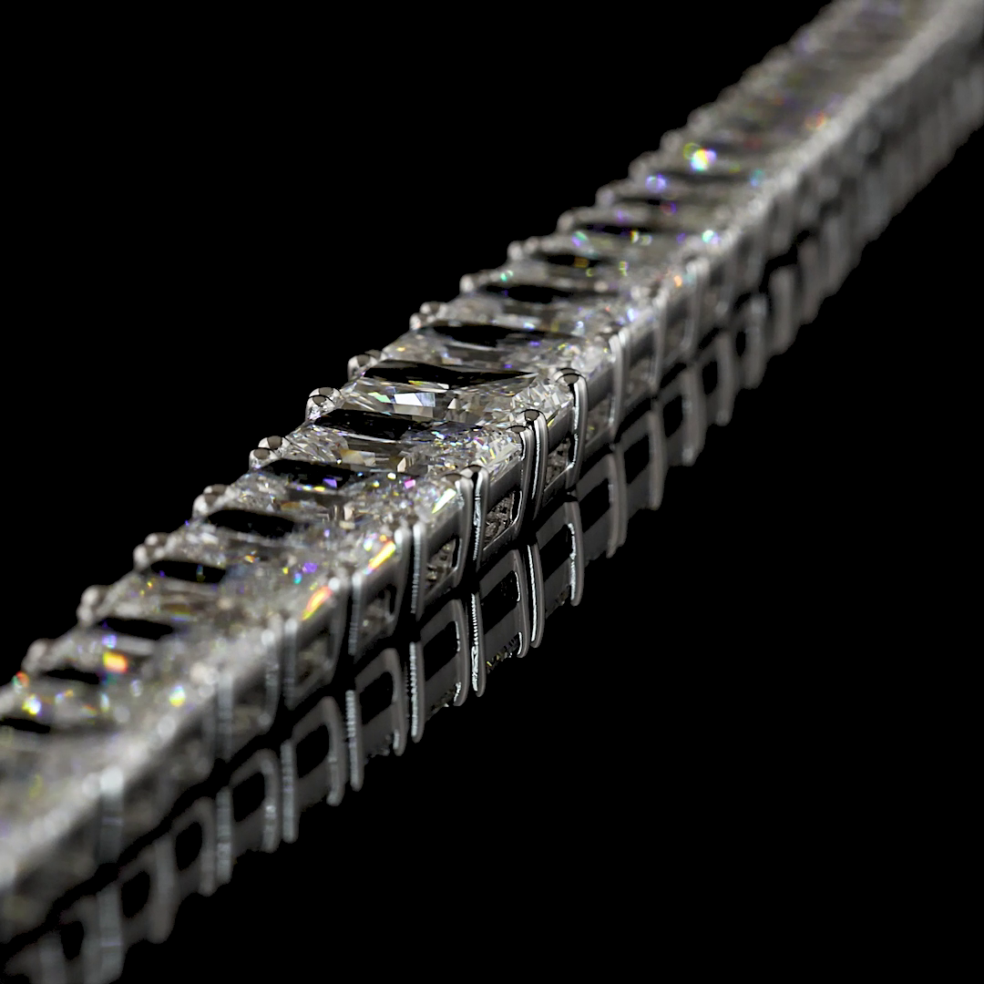19.66 CTTW Radiant Lab Grown Diamond Riviera Necklace 16" (E Color and VS1 Clarity)