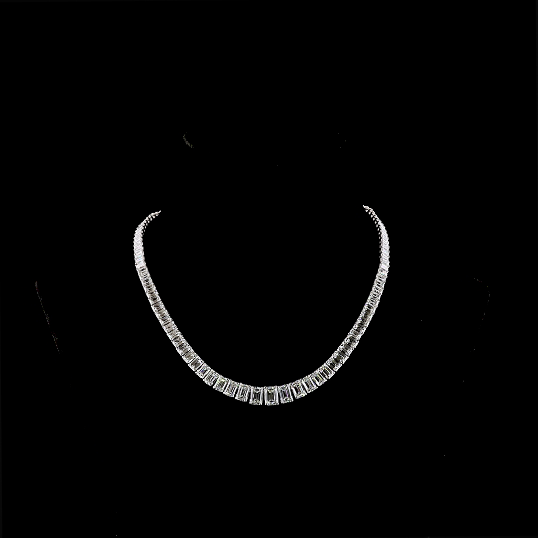 47.05 CTTW Emerald Lab Diamond Riviera Necklace (E Color and VS1 Clarity)