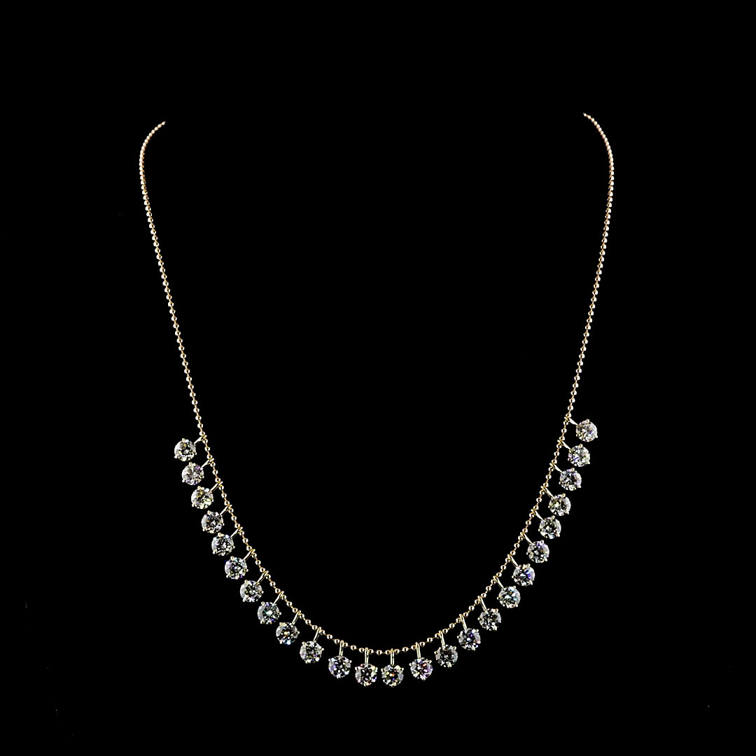 10.12 CTTW Round Lab Diamond Station Necklace (E Color and VS1 Clarity)