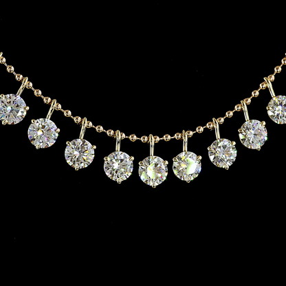 10.12 CTTW Round Lab Diamond Station Necklace (E Color and VS1 Clarity)