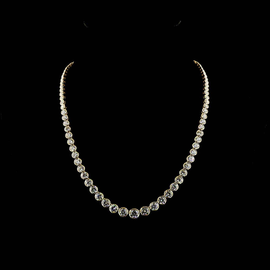 24.34 CTTW Round Lab Grown Diamond Riviera Necklace 18" (E Color and VS1 Clarity)