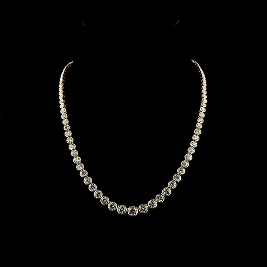 24.34 CTTW Round Lab Grown Diamond Riviera Necklace 18" (E Color and VS1 Clarity)