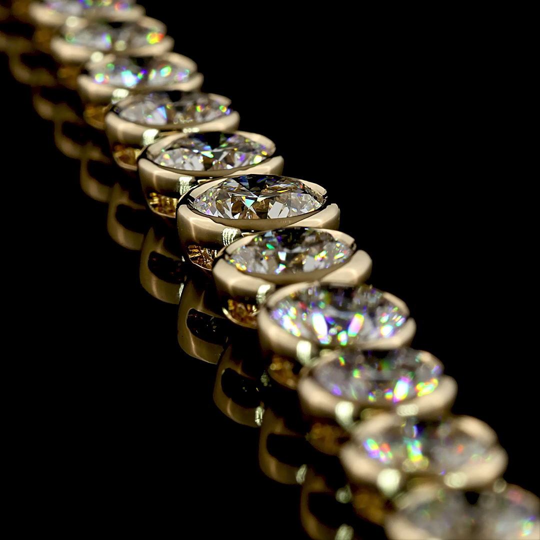 24.34 CTTW Round Lab Grown Diamond Riviera Necklace 18" (E Color and VS1 Clarity)