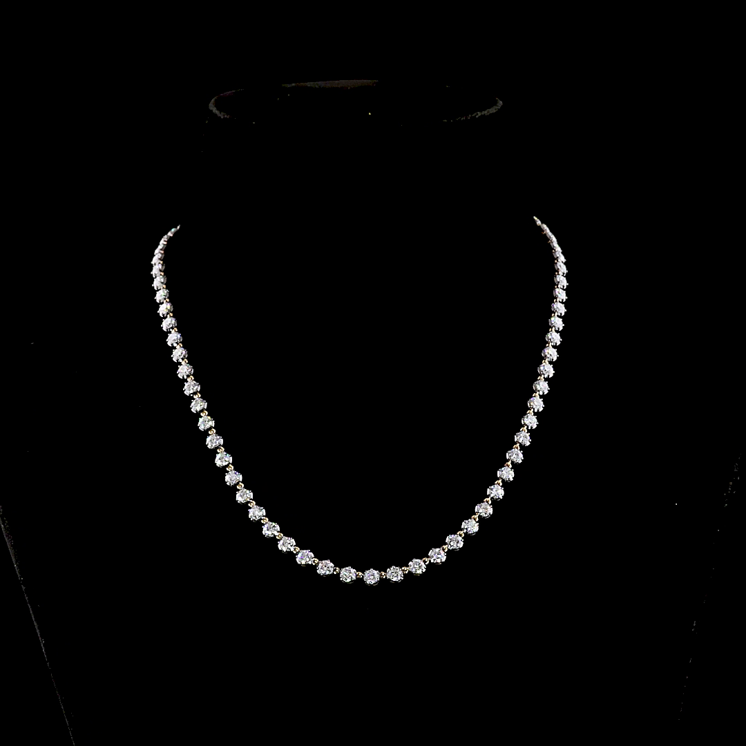 10.09 CTTW Round Lab Grown Diamond Station Necklace 16.5" (E Color and VS1 Clarity)