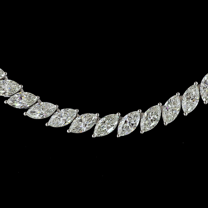 21.50 CTTW Marquise Lab Diamond Tennis Necklace (E Color and VS1 Clarity)