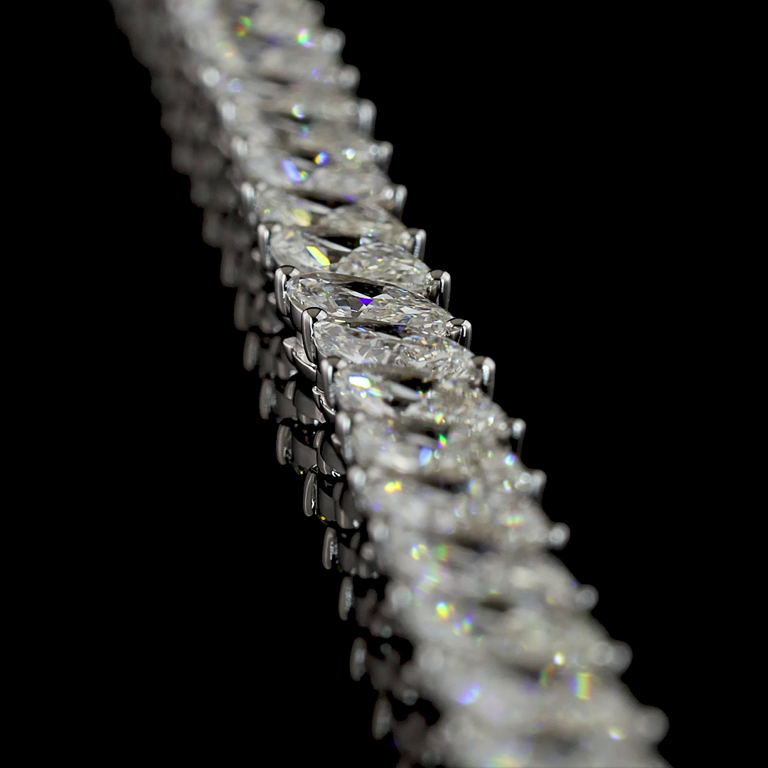 21.50 CTTW Marquise Lab Diamond Tennis Necklace (E Color and VS1 Clarity)