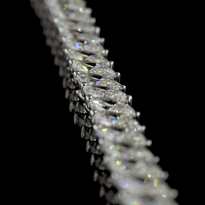 21.50 CTTW Marquise Lab Diamond Tennis Necklace (E Color and VS1 Clarity)