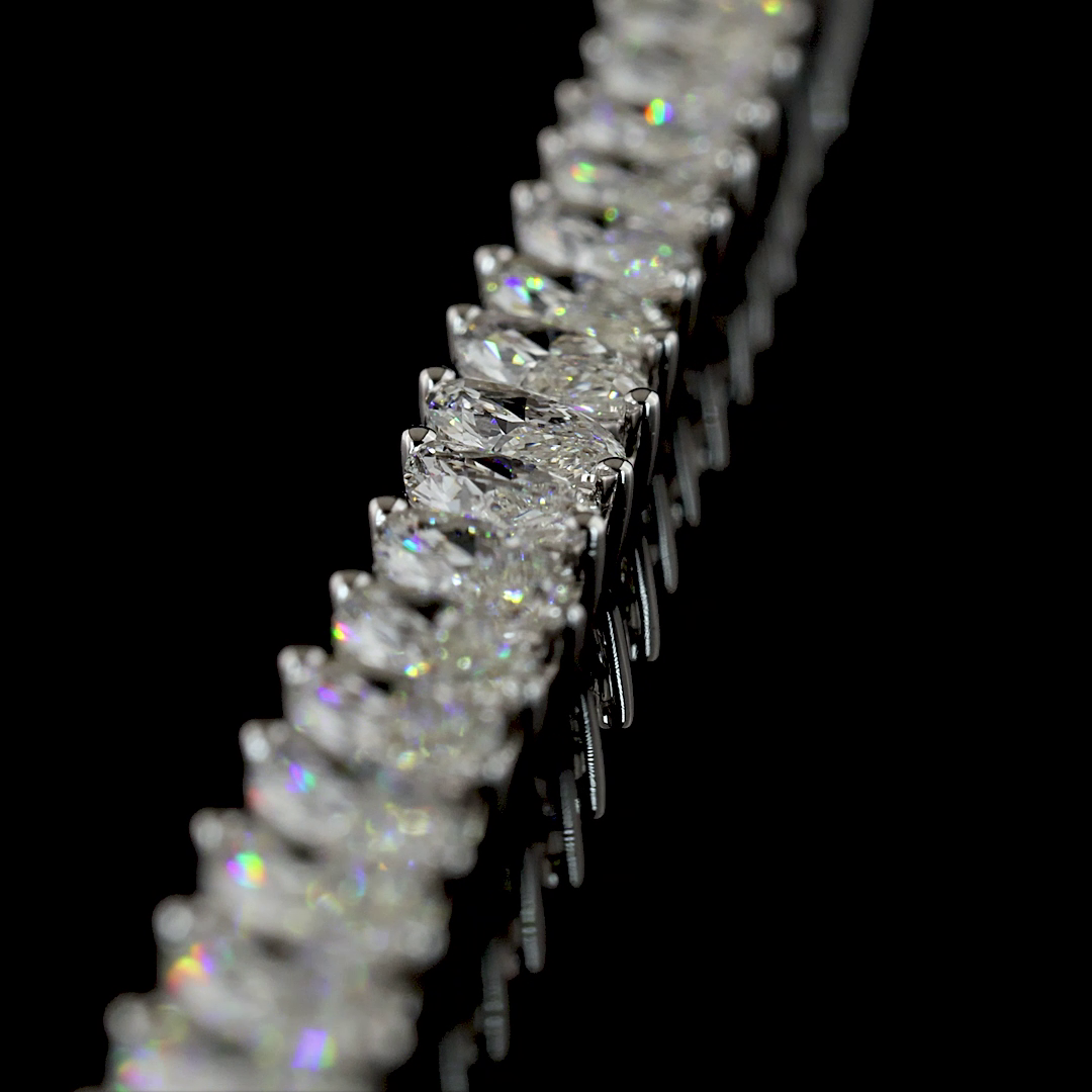 21.50 CTTW Marquise Lab Diamond Tennis Necklace (E Color and VS1 Clarity)