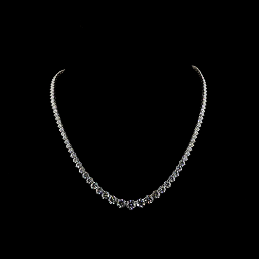 25.59 CTTW Round Lab Diamond Riviera Necklace (E Color and VS1 Clarity)