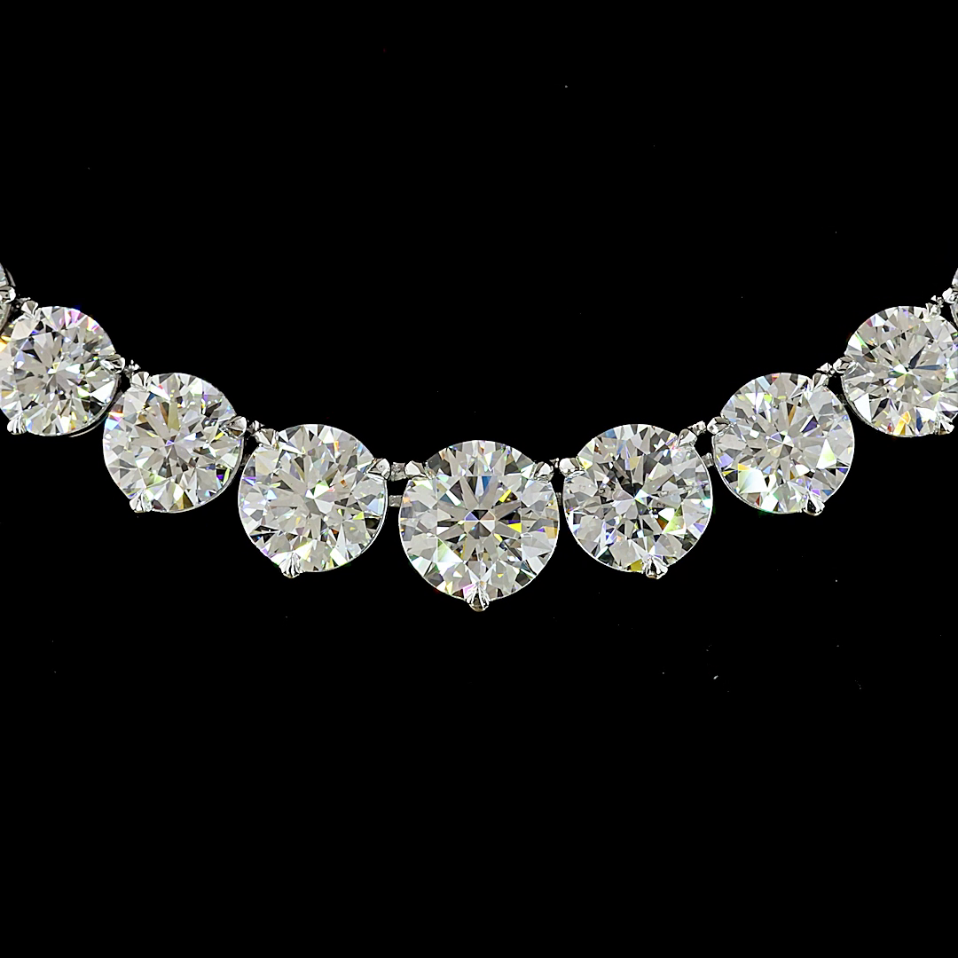 25.59 CTTW Round Lab Diamond Riviera Necklace (E Color and VS1 Clarity)