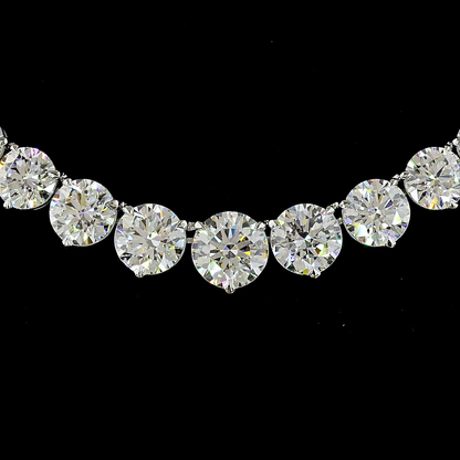 25.59 CTTW Round Lab Diamond Riviera Necklace (E Color and VS1 Clarity)