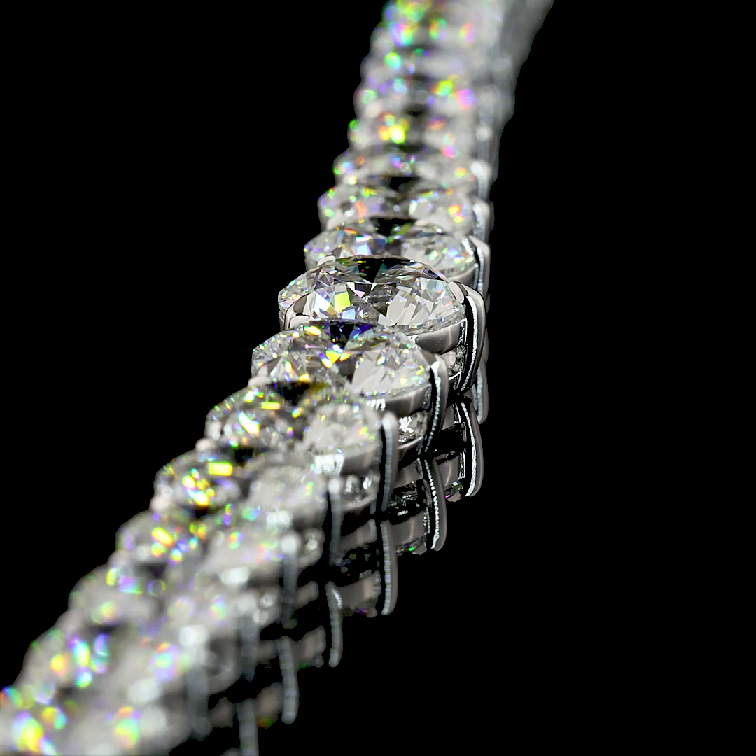 25.59 CTTW Round Lab Diamond Riviera Necklace (E Color and VS1 Clarity)