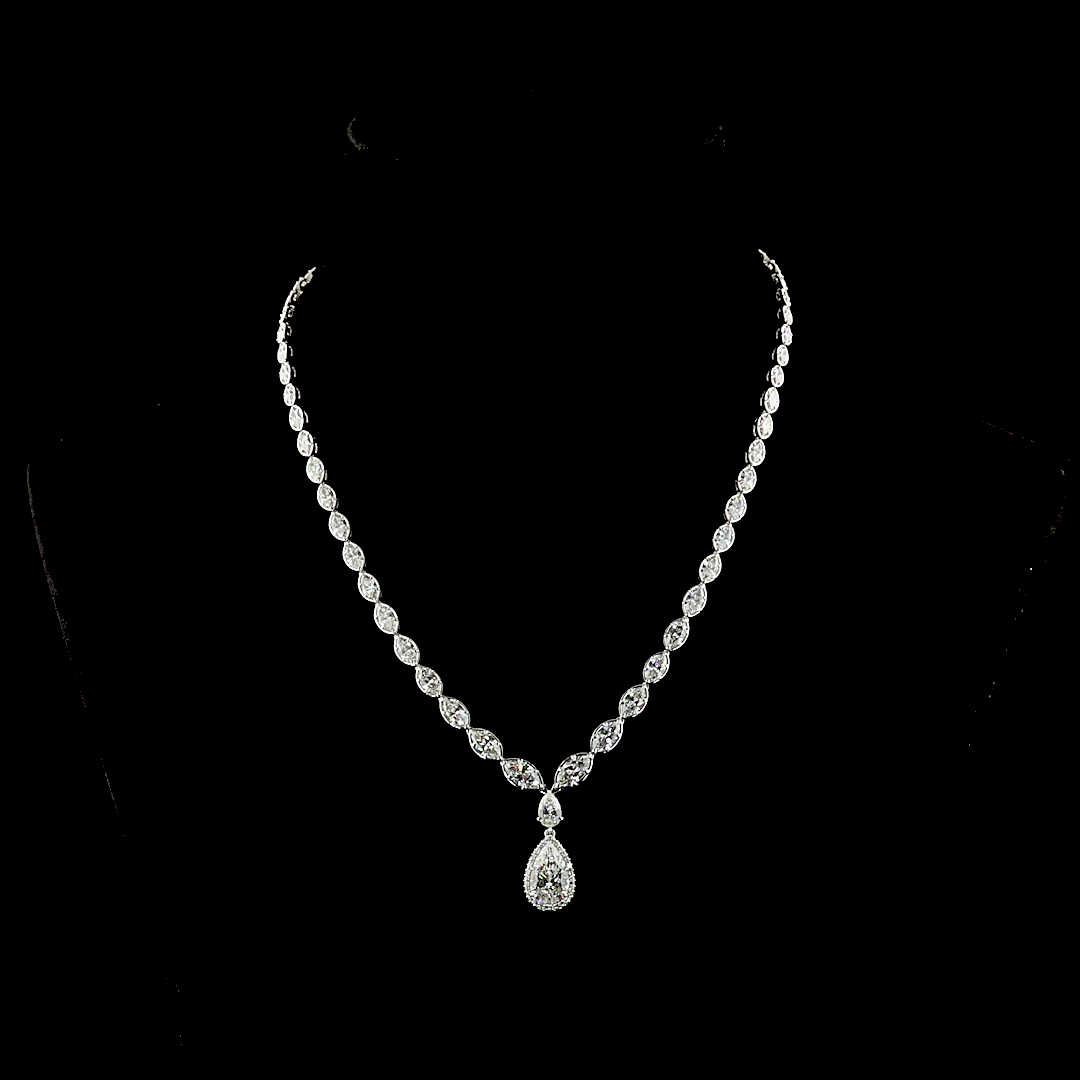 14.51 CTTW Pear Lab Grown Diamond Lariat Necklace 16" (F Color and VS1 Clarity)