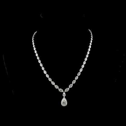 14.51 CTTW Pear Lab Grown Diamond Lariat Necklace 16" (F Color and VS1 Clarity)