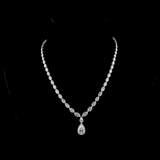 14.51 CTTW Pear Lab Grown Diamond Lariat Necklace 16" (F Color and VS1 Clarity)