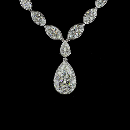 14.51 CTTW Pear Lab Grown Diamond Lariat Necklace 16" (F Color and VS1 Clarity)