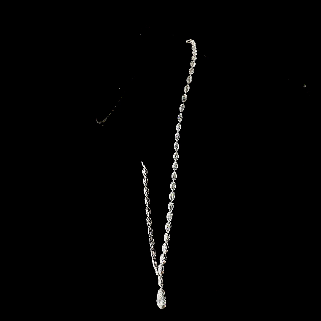 14.51 CTTW Pear Lab Grown Diamond Lariat Necklace 16" (F Color and VS1 Clarity)